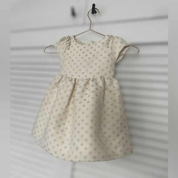 Janie and Jack Holiday Collection Cream Gold Shimmer Dot Dress Size 12-18 Months - Picture 9 of 16